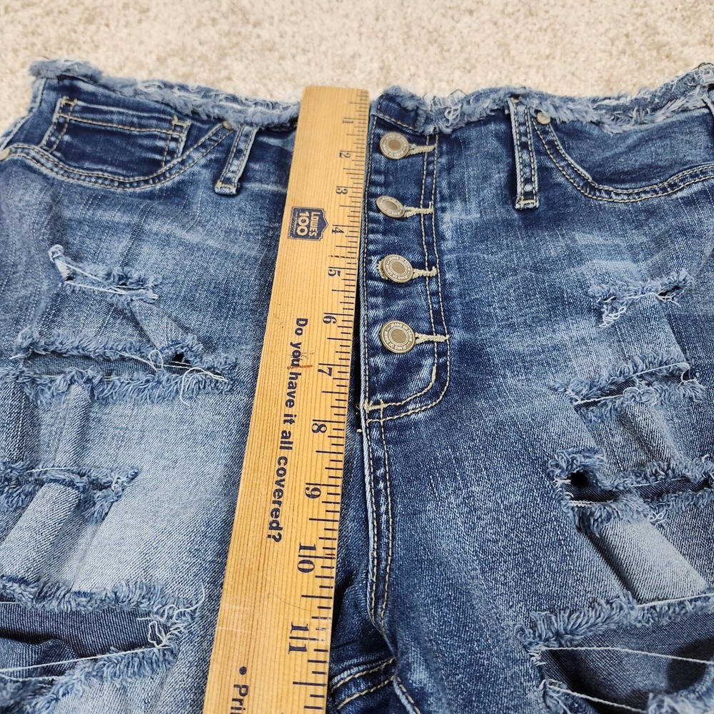 Elite Jeans Curvy High Rise‎ Distressed Skinny Jeans Button Fly Blue 13/14 - Picture 4 of 10